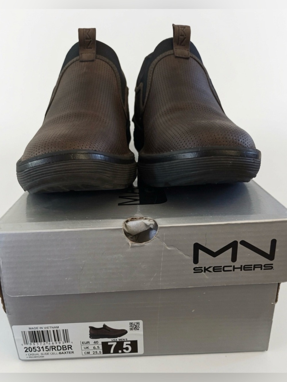 Mark Nason Skechers Casual Glide Cell-Baxter Men's Brown Leather Slip-On 7.5